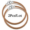 2-Pack Leather Chain Charm Bracelets with Beads – Handmade Couples Pulsera Jewelry (Unisex)