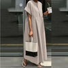 Plus Size Loose O-Neck Short Sleeve Maxi Dress L-5XL - Solid Color Ankle-Length Casual Summer Dress