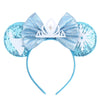 Sequin Snowflake Mouse Ear Headband with 5\" (12.7 cm) Bow – Kids & Adults Festival Party Cosplay Hairband