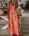 Plus Size Tie-Dye Print Summer Sundress Flared Hem Spaghetti Strap Dress