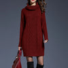 Plus Size Knit Turtleneck Sweater Dress - Knee-Length Plaid, Loose Fit up to 4XL