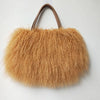 Women's Genuine Fox Fur & Leather Handbag - Square Winter Fur Coin Purse with Zipper
