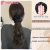 Black Clip-In Curly Ponytail Claw Clip - Synthetic Wavy Layered Low Ponytail Hairpiece