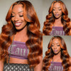 Ginger Brown Ombre Body Wave 5x5 Lace Front Glueless Human Hair Wig Pre-Cut Lace 200% Density