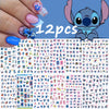 12-Pack Cartoon Stitch Angel Nail Stickers Kawaii Nail Art Decals for Kids Manicure