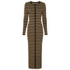 ZJYT Striped Knit Midi Sweater Dress – O-Neck Long Sleeve Slim Straight Casual Autumn/Winter Dress for Women