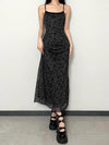 Floral Lace Cami Maxi Dress Sleeveless Empire Waist A-Line Vintage Dark Academia