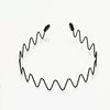 Unisex Black Metal Non-Slip Wavy Headband - Elastic Spring Hair Hoop for Men & Women