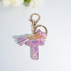 Sequin Letter Keychain with Tassel & Butterfly Charm – Initial A-Z Resin Keyring for Women, Bag & Car (55mm / 2.2 in)