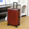 Aluminum Frame Spinner Luggage – Hardside Polycarbonate Suitcase 20/24/26/28 in (50/61/66/71 cm) with Built-in Combination Lock & Leather Trim