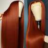 32-Inch (81 cm) Reddish Brown Bone Straight 13x4 Transparent Lace Front Brazilian Remy Human Hair Wig