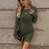 Women's Ribbed Knit Long-Sleeve Sweater Dress – Slim Fit Round Neck, Above-Knee