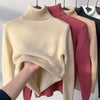 Women's Turtleneck Velvet Lined Knit Sweater - Thick Warm Slim Pullover