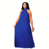 Plus Size Halter Bandage Sleeveless Maxi Dress – Hollow-Out Split A-Line Evening Gown
