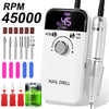 45000 RPM Rechargeable Portable Nail Drill - Low-Noise Electric Manicure File for Salon & Home