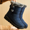 Waterproof Women's Fur-Lined Ankle Snow Boots – Plush Low Wedge Heel Winter Boots