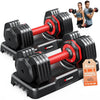 Adjustable Dumbbell Set of 2 — 25/55/80 lb (11/25/36 kg) Quick-Adjust Home Gym Weights, 5–10 lb Increments, Non-Slip Handle