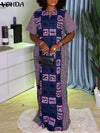 Plus Size 5XL Vintage Boho Print Summer Sundress Short Sleeve V-Neck Oversized Casual Dress