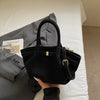 Matte PU Suede Tote Bag for Women – Large Capacity Retro Shoulder & Crossbody with Belt Detail