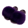 Real Fox Fur Slides for Women Luxury Furry Flat Slide Sandals