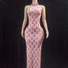 Sparkling Sequin & Crystal Long Evening Gown - Sheer Sexy Ball Party Dress for Women