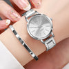 Women's Elegant Quartz Watch & Love Bracelet Set - Stainless Steel Strap, 29mm Dial