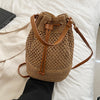 Braided Straw Bucket Bag for Women - Drawstring Shoulder & Crossbody Beach Travel Woven Handbag