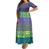 Women's Summer Puffed Sleeve Ankle-Length Printed Loose Casual Party Dress