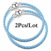 2-Pack Leather Chain Charm Bracelets with Beads – Handmade Couples Pulsera Jewelry (Unisex)