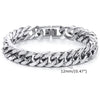 Bold Heavy Cuban Link Bracelet for Men — Stainless Steel Oxidized Wristband, 8mm & 12mm Width, 19cm (7.5in) / 21.5cm (8.5in)