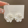 Big White Camellia Resin Flower Stud Earrings 2.5cm (0.98 in) - Bridal Wedding Statement Floral Jewelry
