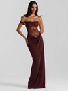 Mozision One-Shoulder Lace Sheer Maxi Dress – Backless Sleeveless Club Gown