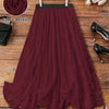 Plus Size Lace Flared Skirt with Zipper – Non-Stretch Solid Color Wedding Guest & Occasion Skirt