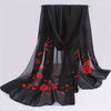 Red Chiffon Scarf for Women - Lightweight Breathable Polyester Shawl, Sun-Protective & Machine Washable Beach Wrap