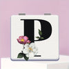 Alphabet Folding Handheld Makeup Mirror for Women & Girls - Floral & Heart Cutout Portable Vanity Mirror A-Z