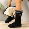 Women's Black Winter Boots – Slip-Resistant PU Sole, Plush Flannel Lining, Cozy Cold-Weather Booties
