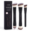 2-Pack Double-Ended Foundation & Contour Makeup Brushes with Travel Case - Round, Flat & Beveled Soft Fiber