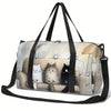 Cute Dog Print Duffel Bag for Women - Polyester Gym & Travel Tote, Machine Washable, Adjustable Shoulder Strap