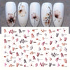 Gradient Bloom Watercolor Flower Nail Stickers - 1 Sheet Self-Adhesive Semi-Gloss Floral & Leaf Decals for Elegant Manicures