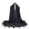 Embroidered Hollow Lace Tassel Scarf for Women — Elegant Lightweight Windproof Wrap for Cold Weather & Eid