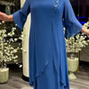 Plus Size Asymmetrical A-Line Dress — Lavender Short Sleeve Round Neck Lightweight Non-Stretch Tunic for Casual & Semi-Formal