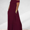 Plus Size Cross-Sleeve Casual Maxi Dress with Back Split