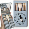 Portable Professional Makeup Brush Set with Mirror, Soft Fluffy Travel Brushes and 26-Letter Initial Garland Gift