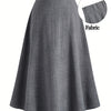 Plus Size A-Line Midi Skirt, Solid Color Flared Casual Skirt for All Seasons