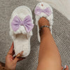 Women's Autumn Winter Bow Plush Indoor Slippers – Warm Slip-On House Shoes