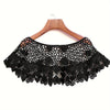 Hollow-Out Lace Pullover Shawl Cape – Lightweight Monochrome Summer Knit Poncho