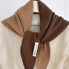 Women's Luxury 100% Wool Triangle Shawl Scarf - Brown Elegant Knit Neck Wrap, Headband & Face Cover for Winter, Office & Party