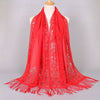Floral Lace Tassel Scarf Shawl for Women - Bridal Mesh Fringe Wrap for Wedding & Evening