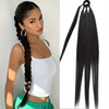 28-inch (71 cm) Long Straight Synthetic Ponytail Extension with Elastic Band - Black Heat-Resistant Soft Fiber