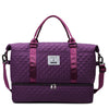 Women's Large Quilted Checkered Duffle Bag - Removable Strap, Zipper Closure, Spacious Travel & Gym Weekend Bag